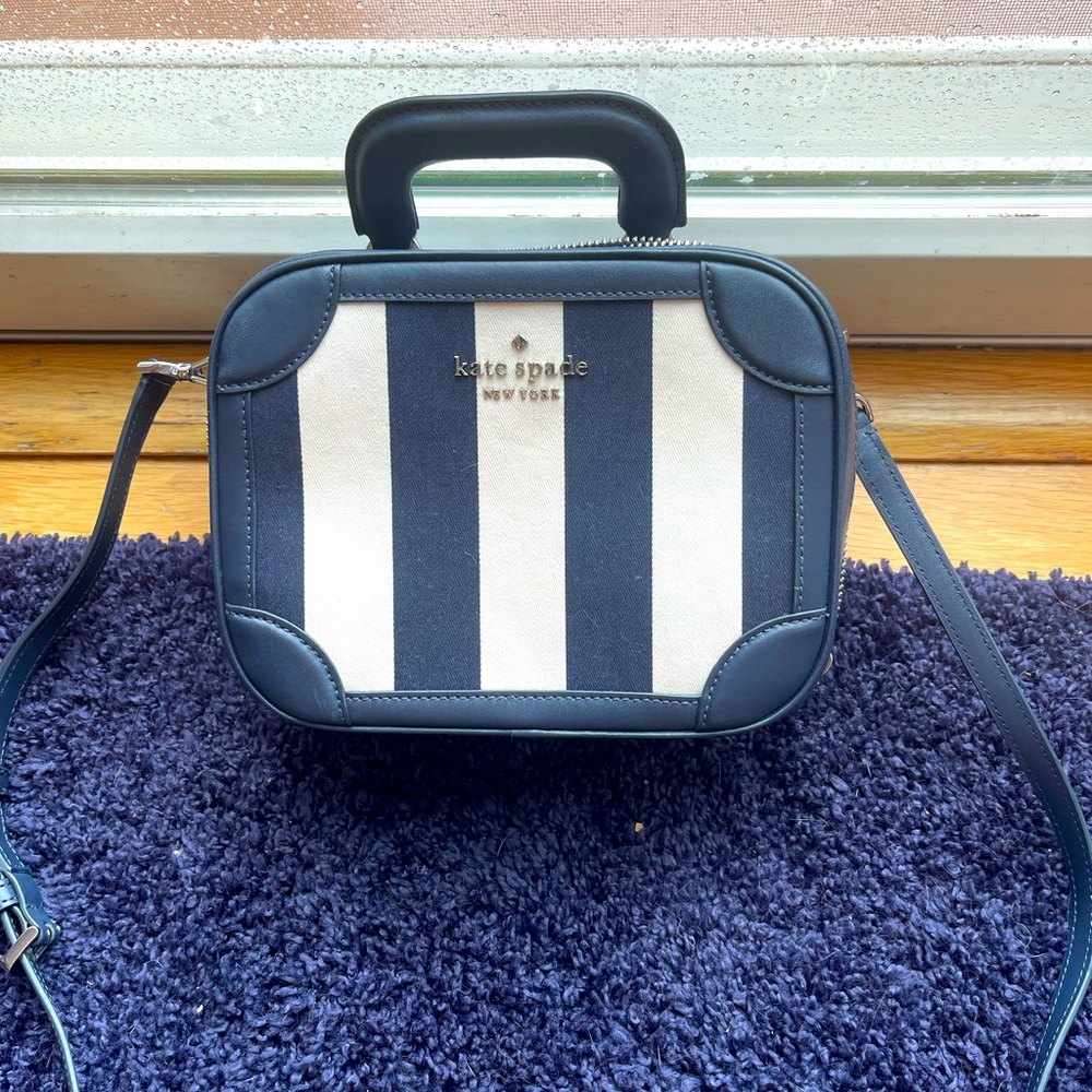 Kate Spade Blue and White Jacquard Crossbody Bag
